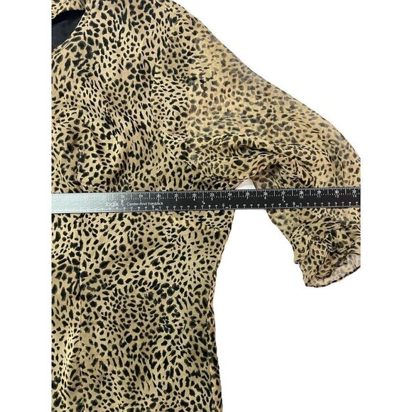 Amanda Lane 100% Silk Top Blouse Womens Sz 26 Cheetah Leopard Print Ruffles - Picture 7 of 10